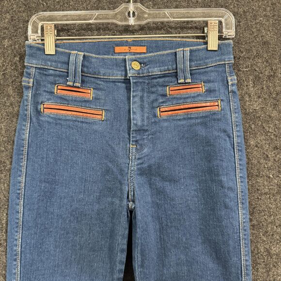 7 For All Mankind Jeans Womens 30 Blue Bootcut Stretch Welt Pockets Made USA - Picture 2 of 10
